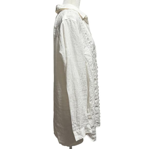 J.Jill Love Linen White Embroidered Tunic Top Shirt Women’s Plus 2X - Picture 3 of 7